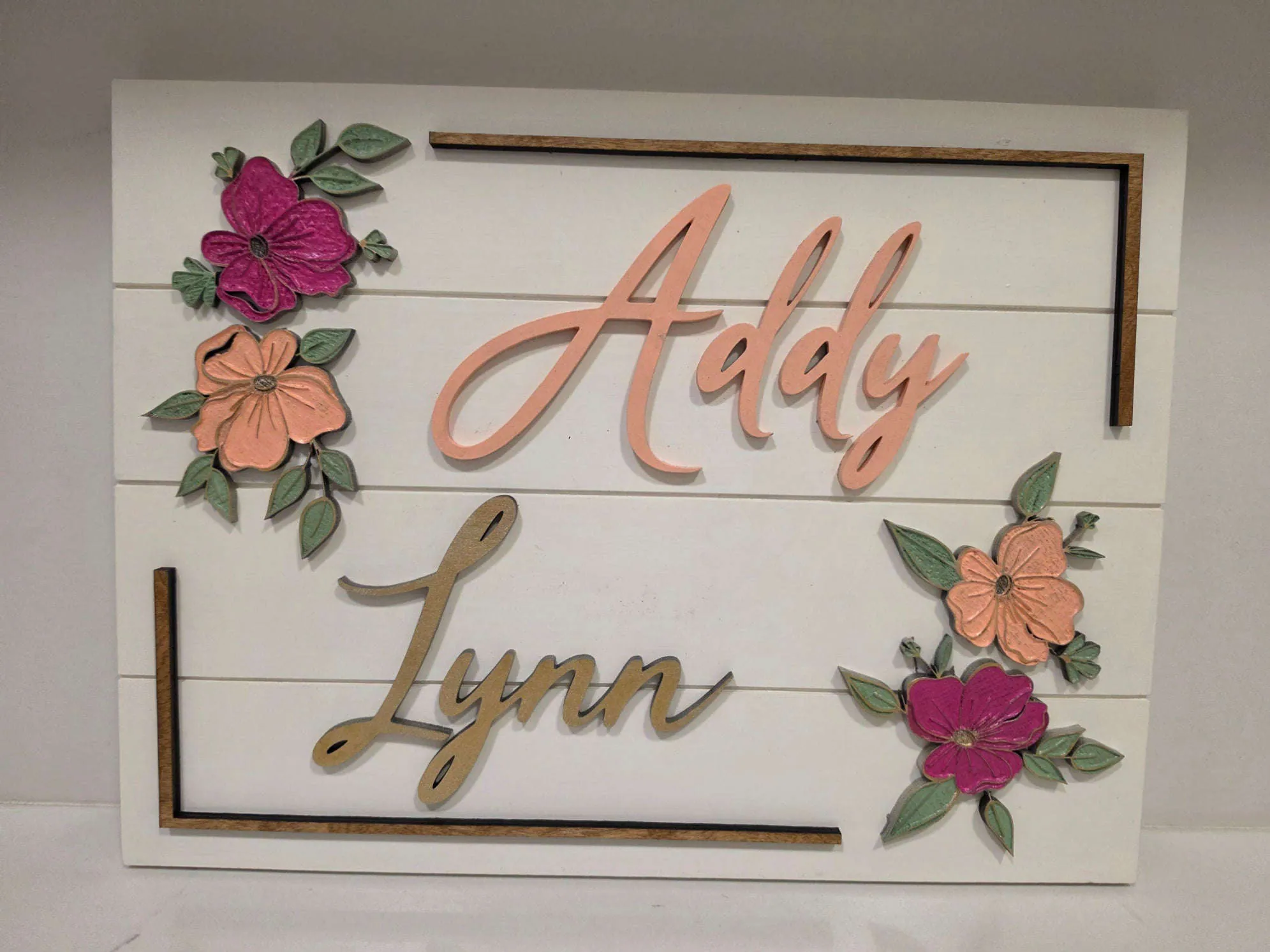 Custom floral name sign